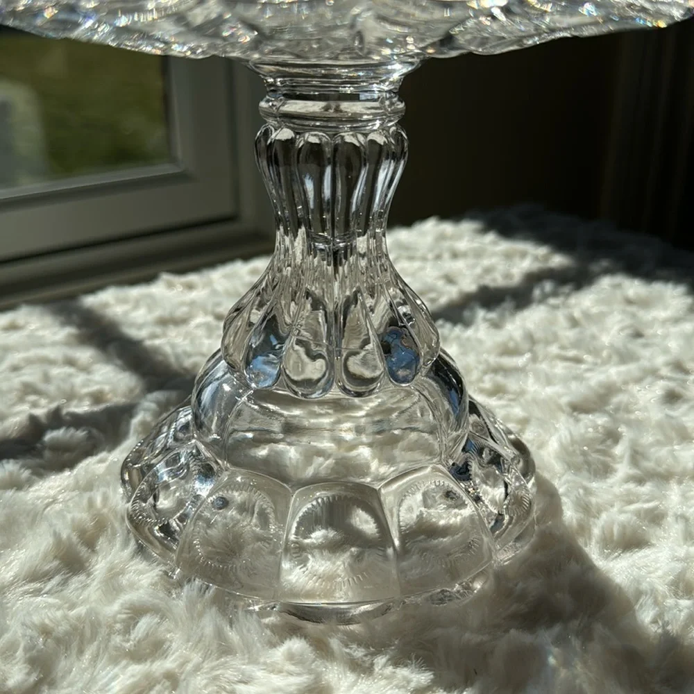 VINTAGE 19th CENTURY~PRISCILLA~PRESSED GLASS MOON~STARS~PRESSED COMPOTE~NICE~KCC